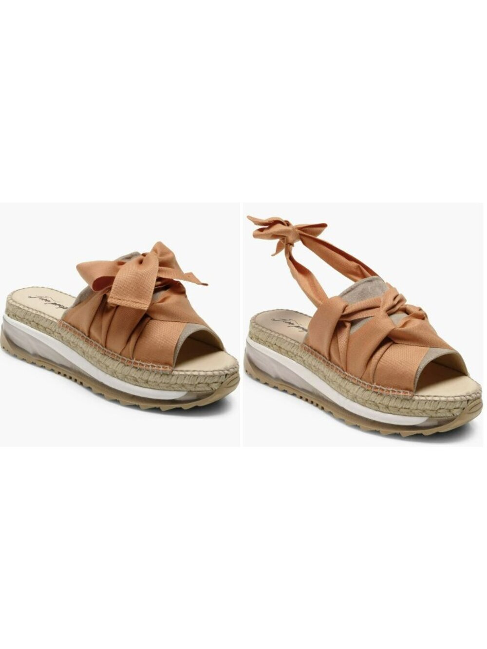 Free People Chapmin Taupe Bow Platform Sandal Size 38 US 8